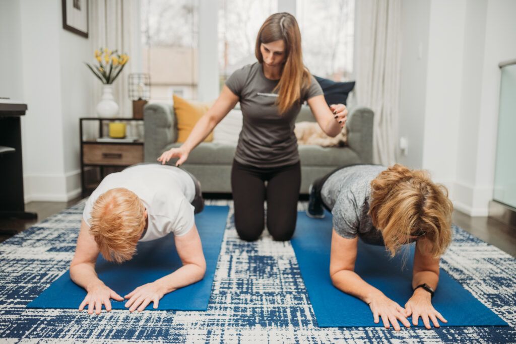 in home personal trainer in Collingwood working with two people