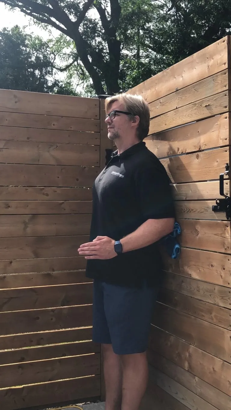 Virtual online trainer exercises outdoors